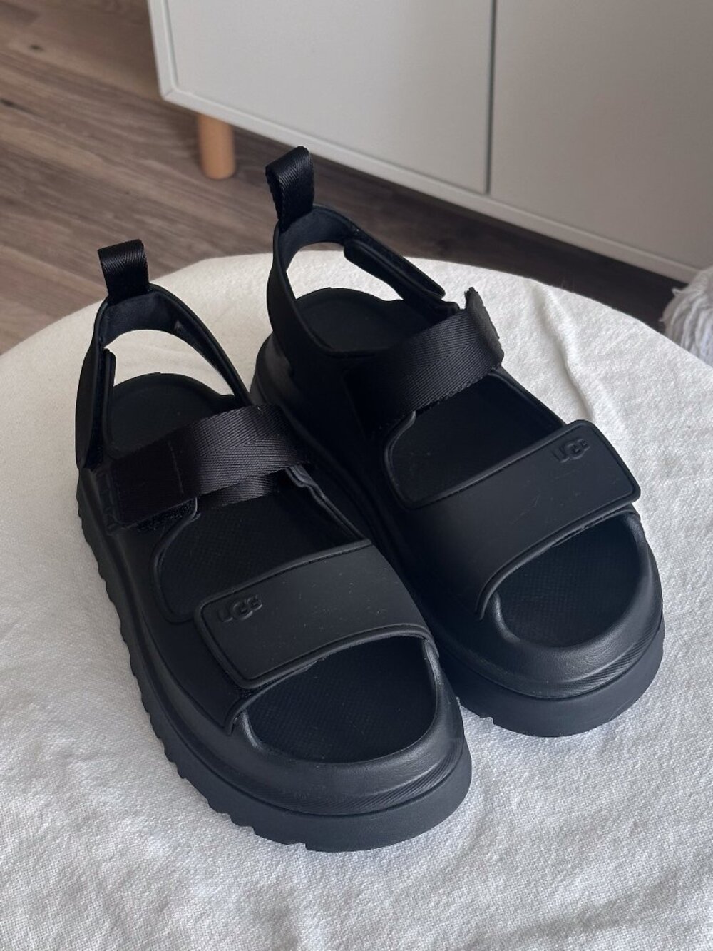 UGG Women's GoldenGlow sandals in Black | Size: US 6 / EU 37
